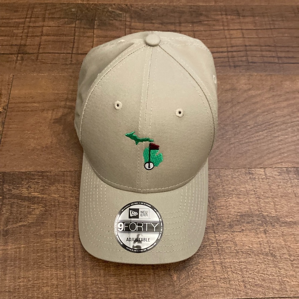New Era Khaki Golf Hat Michigan Golf StrapBack 9FORTY Cap OSFM